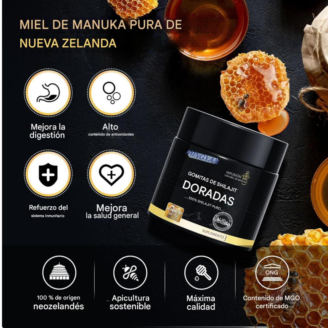 Gomitas de Shilajit puro - Salud, fuerza y bienestar