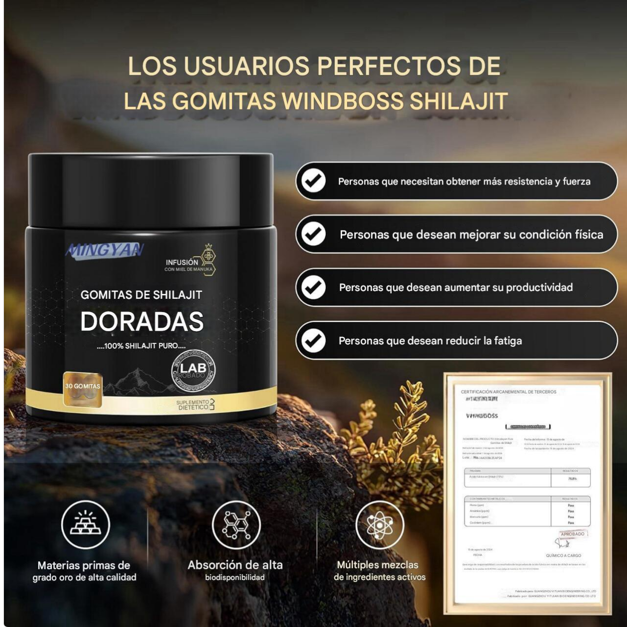 Gomitas de Shilajit puro - Salud, fuerza y bienestar