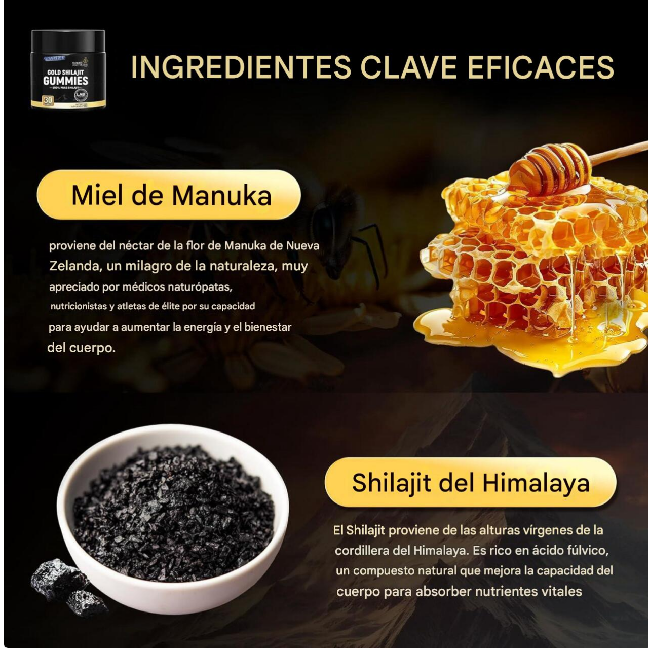 Gomitas de Shilajit puro - Salud, fuerza y bienestar